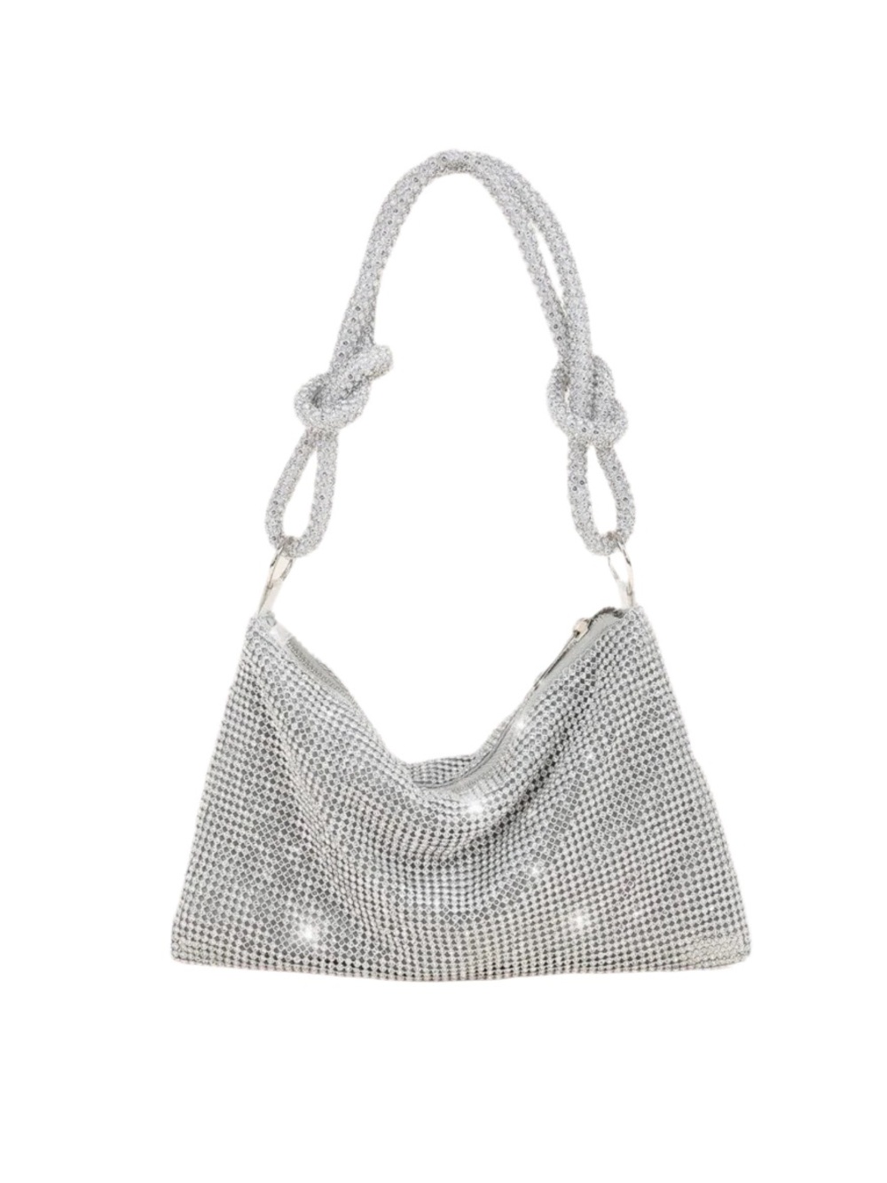 Silver Crystal Mesh Shoulder Bag